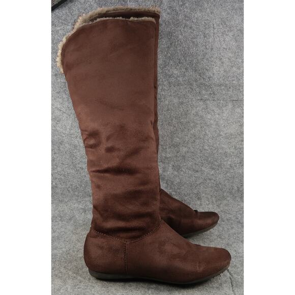 Charlotte Russe Shoes Womens 6 Boots Tall Slouch Pull On Faux Fur Lined Brown - Picture 1 of 13